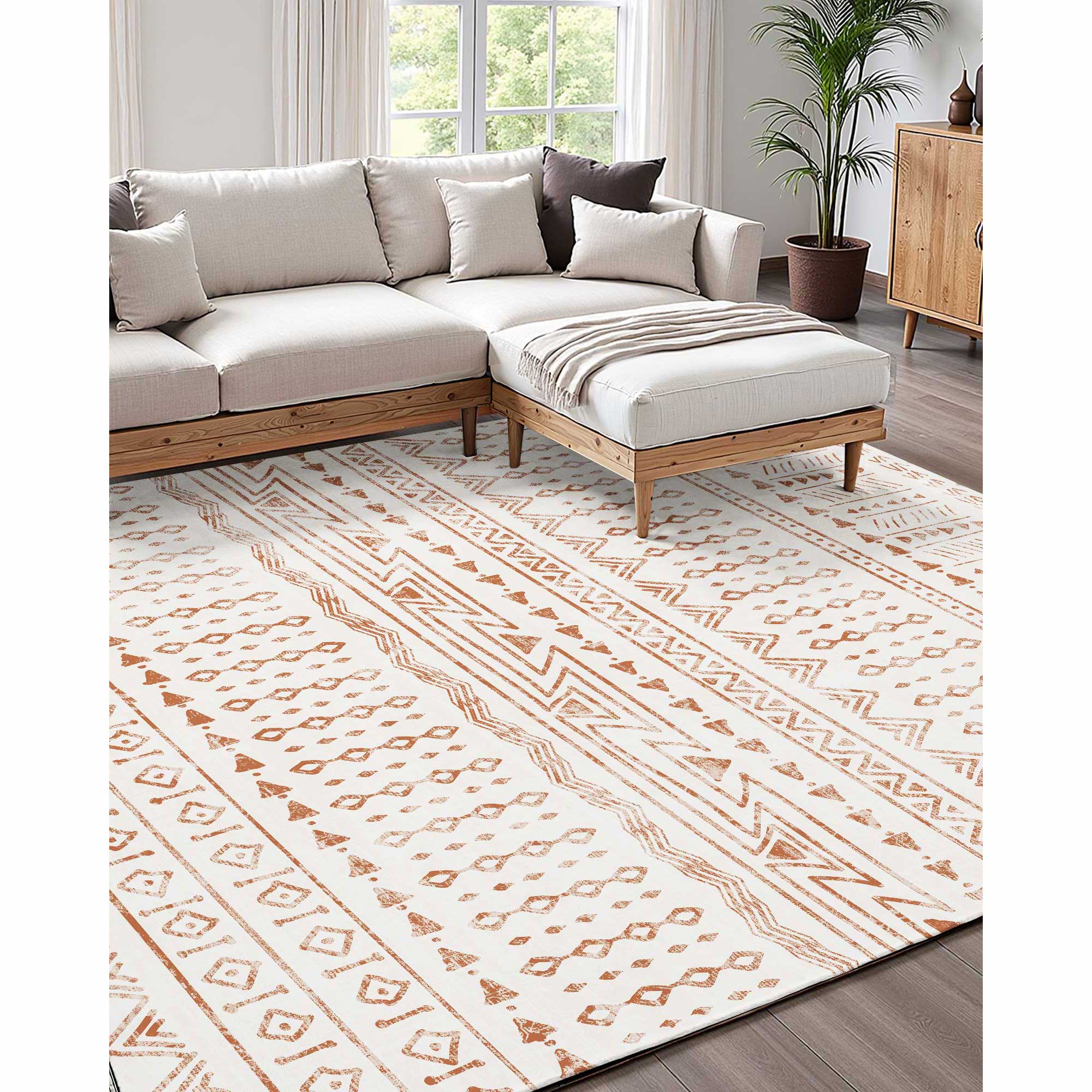 Large Area Rug 6 X 9 Ft Anti-Skid And Tear-Resistant Floor Mat Modern Beige_maomaolike.com